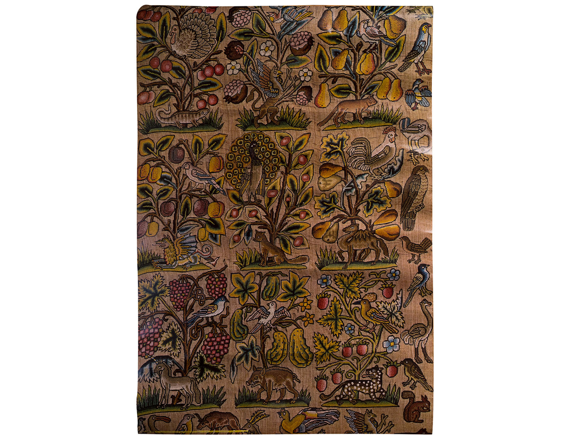 Traquair embroidery-birds gift wrap